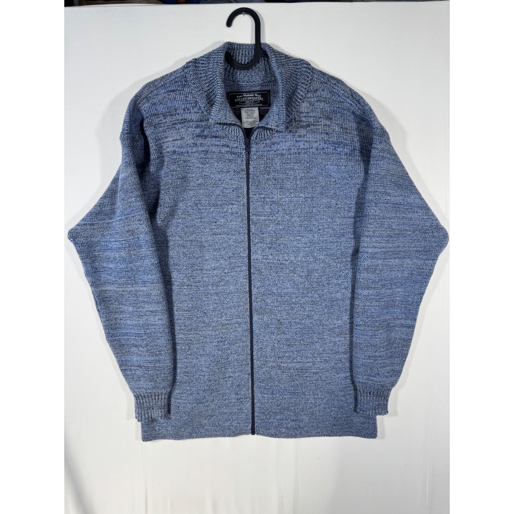 Pollen Sweaters Pure Washable Wool Mens M Full Zip Wool Cardigan Sweater Blue
